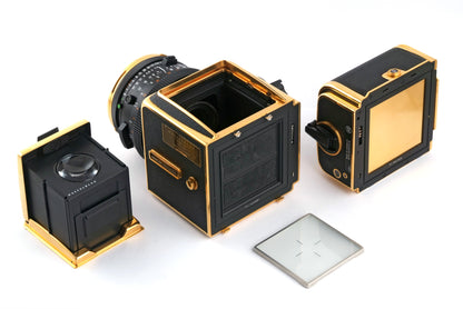 Hasselblad 500 Gold  + 80mm 2.8 cf gold + a12 cassette gold